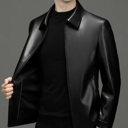 👨‍🦱 Men's Classic PU Leather Jacket with Zipper Front 🧥