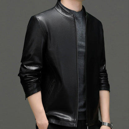 👨‍🦱 Men's Classic PU Leather Jacket with Zipper Front 🧥