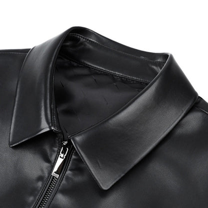 👨‍🦱 Men's Classic PU Leather Jacket with Zipper Front 🧥