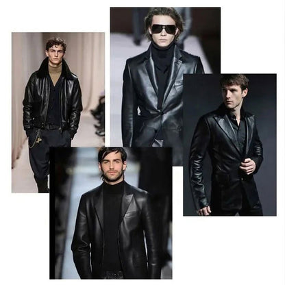 👨‍🦱 Men's Classic PU Leather Jacket with Zipper Front 🧥