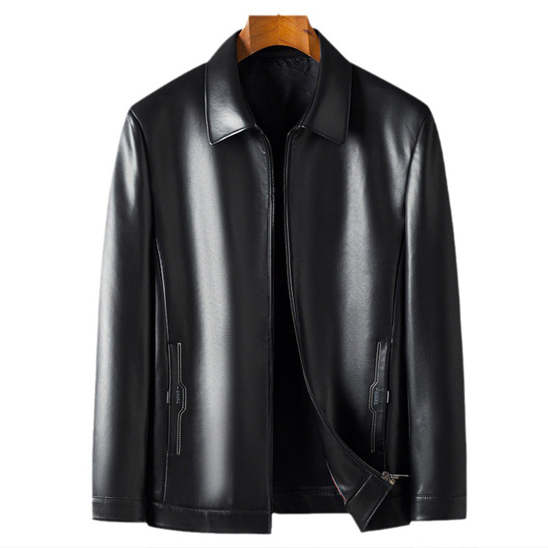 👨‍🦱 Men's Classic PU Leather Jacket with Zipper Front 🧥