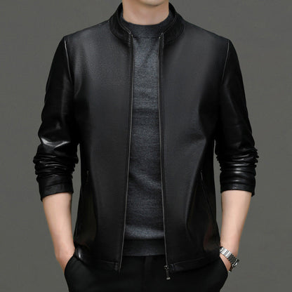 👨‍🦱 Men's Classic PU Leather Jacket with Zipper Front 🧥