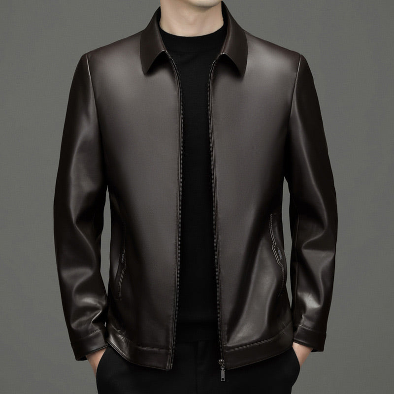 👨‍🦱 Men's Classic PU Leather Jacket with Zipper Front 🧥