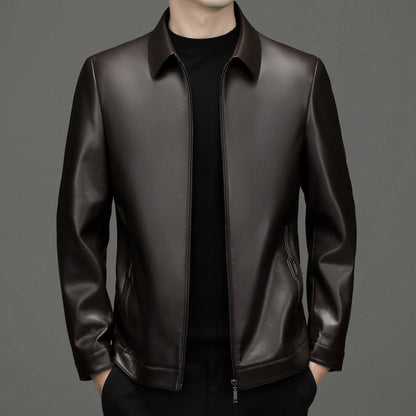 👨‍🦱 Men's Classic PU Leather Jacket with Zipper Front 🧥