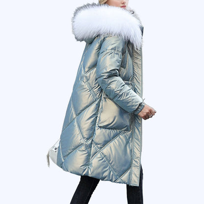 ❄️Winter Specials❄️ Women's Shimmering Quilted Winter Coat with Faux Fur Trim Hood