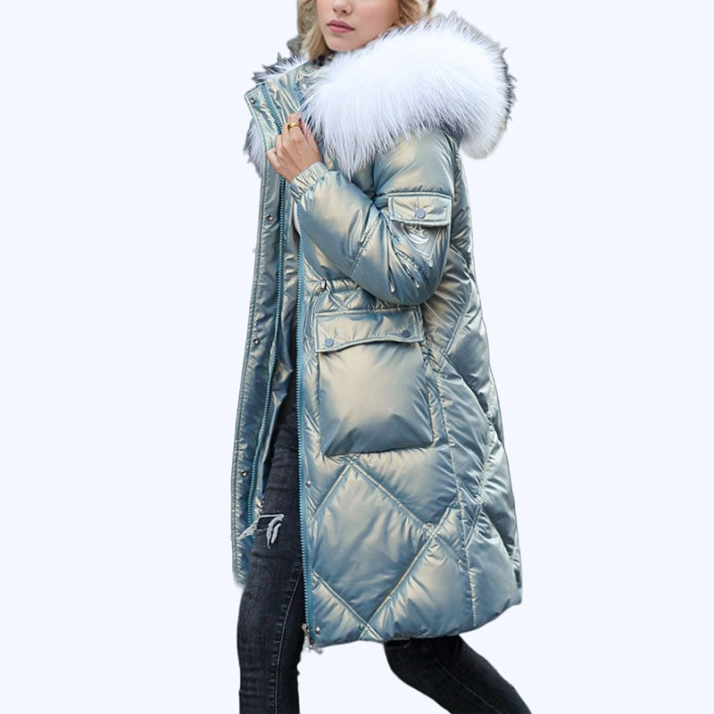 ❄️Winter Specials❄️ Women's Shimmering Quilted Winter Coat with Faux Fur Trim Hood