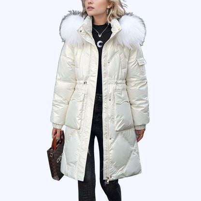 ❄️Winter Specials❄️ Women's Shimmering Quilted Winter Coat with Faux Fur Trim Hood