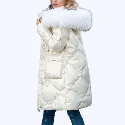 ❄️Winter Specials❄️ Women's Shimmering Quilted Winter Coat with Faux Fur Trim Hood