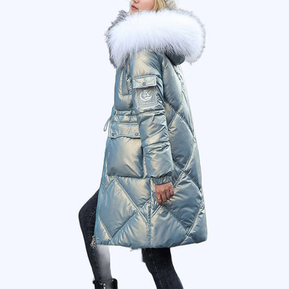 ❄️Winter Specials❄️ Women's Shimmering Quilted Winter Coat with Faux Fur Trim Hood