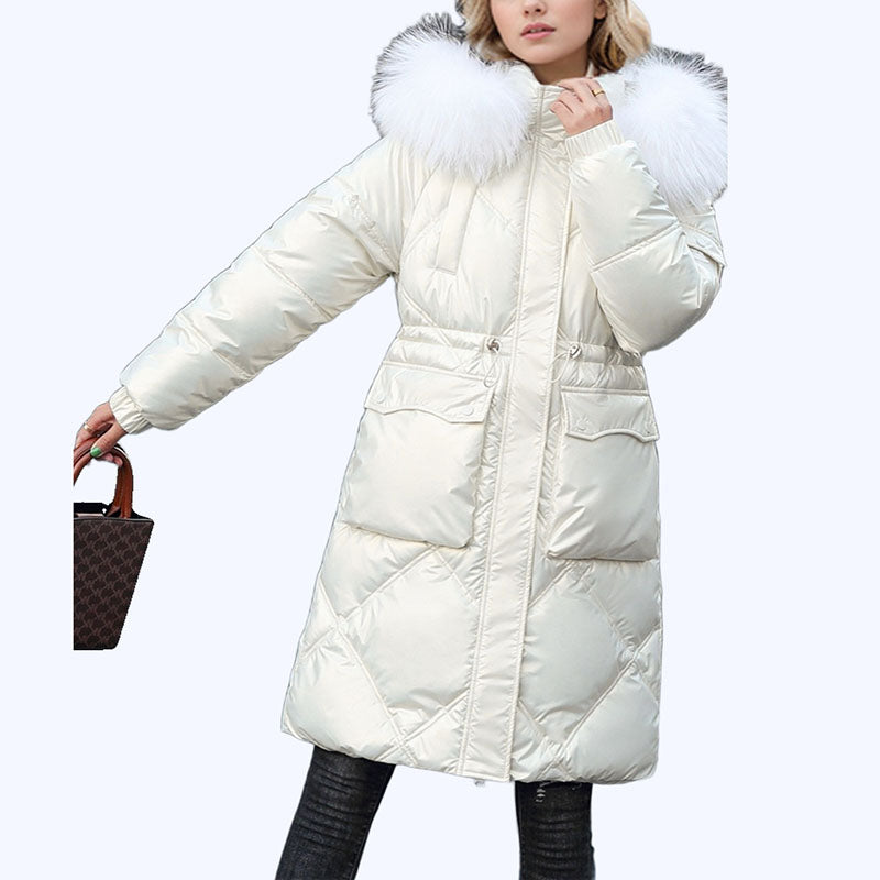 ❄️Winter Specials❄️ Women's Shimmering Quilted Winter Coat with Faux Fur Trim Hood