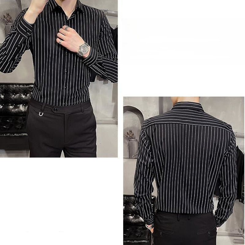 HOT SALE🔥Men's Slim-Fit Striped Long-Sleeve Shirt