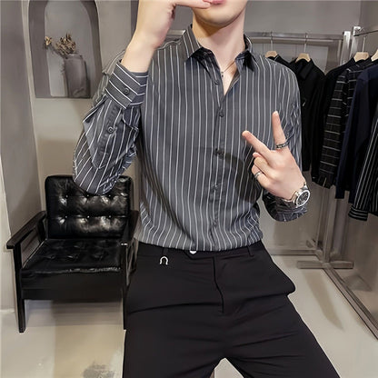 HOT SALE🔥Men's Slim-Fit Striped Long-Sleeve Shirt